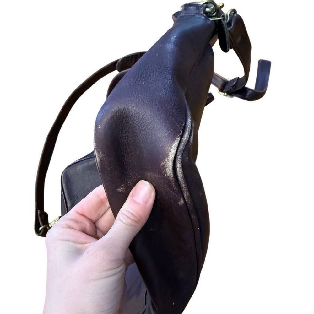 Frye Messenger Bag Leather Zip Work Briefcase in Brown Leather Distressed - Picture 7 of 15